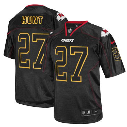 Nike Chiefs #27 Kareem Hunt Lights Out Black Men's Stitched NFL Elite Jersey - Click Image to Close
